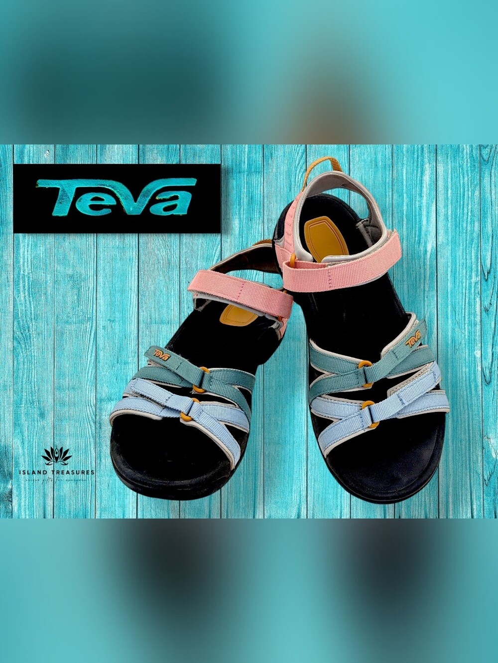Teva Tirra Sport Sandal Size 8 Women's Slate Blue Teal Dusty Rose Multicolor